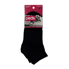 Peds Women's Socks Quarter Flatknit 4 Pair Black Sizes 5-10 NWT