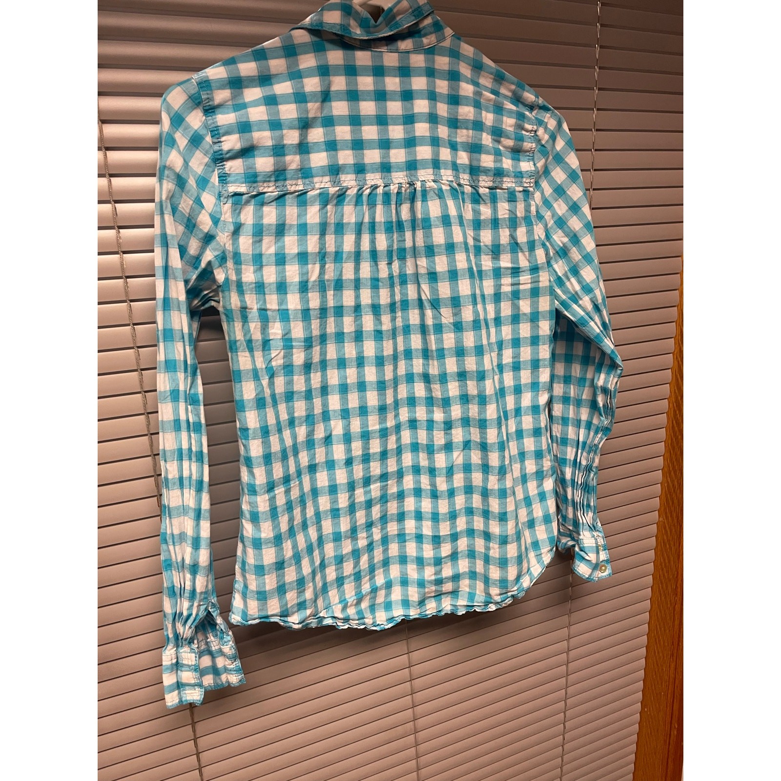 Express Women’s Fitted Gingham Button-Up Shirt Tu… - image 7
