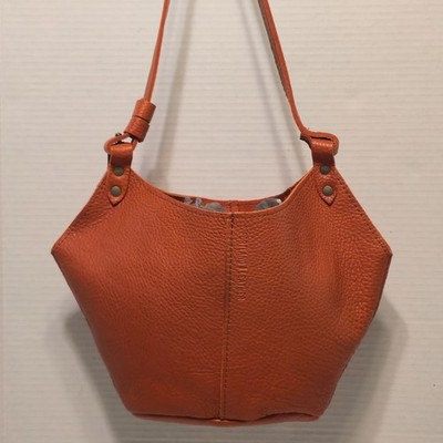 Portland Leather Goods Kangaroo Shoulder Bag Size Small Orange Purse Tote PLG