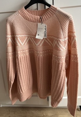 M&S Jaeger peach superweicher Merinowolle Damen Pullover nagelneu mit Etikett 