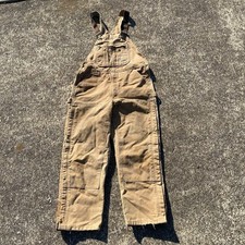Carhartt Insulated Overalls Mens 36x30 Brown Quilted Bib Double Knee Duck Canvas