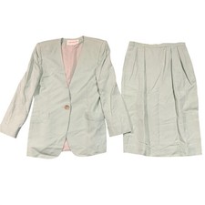 Vintage 90s Jones NY Mint Green Skirt Suit Set Made in USA Size 10 Professional