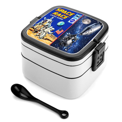 NASA Apollo 11 Bento Lunch Box with Spoon Vintage Space Design 2 Layers