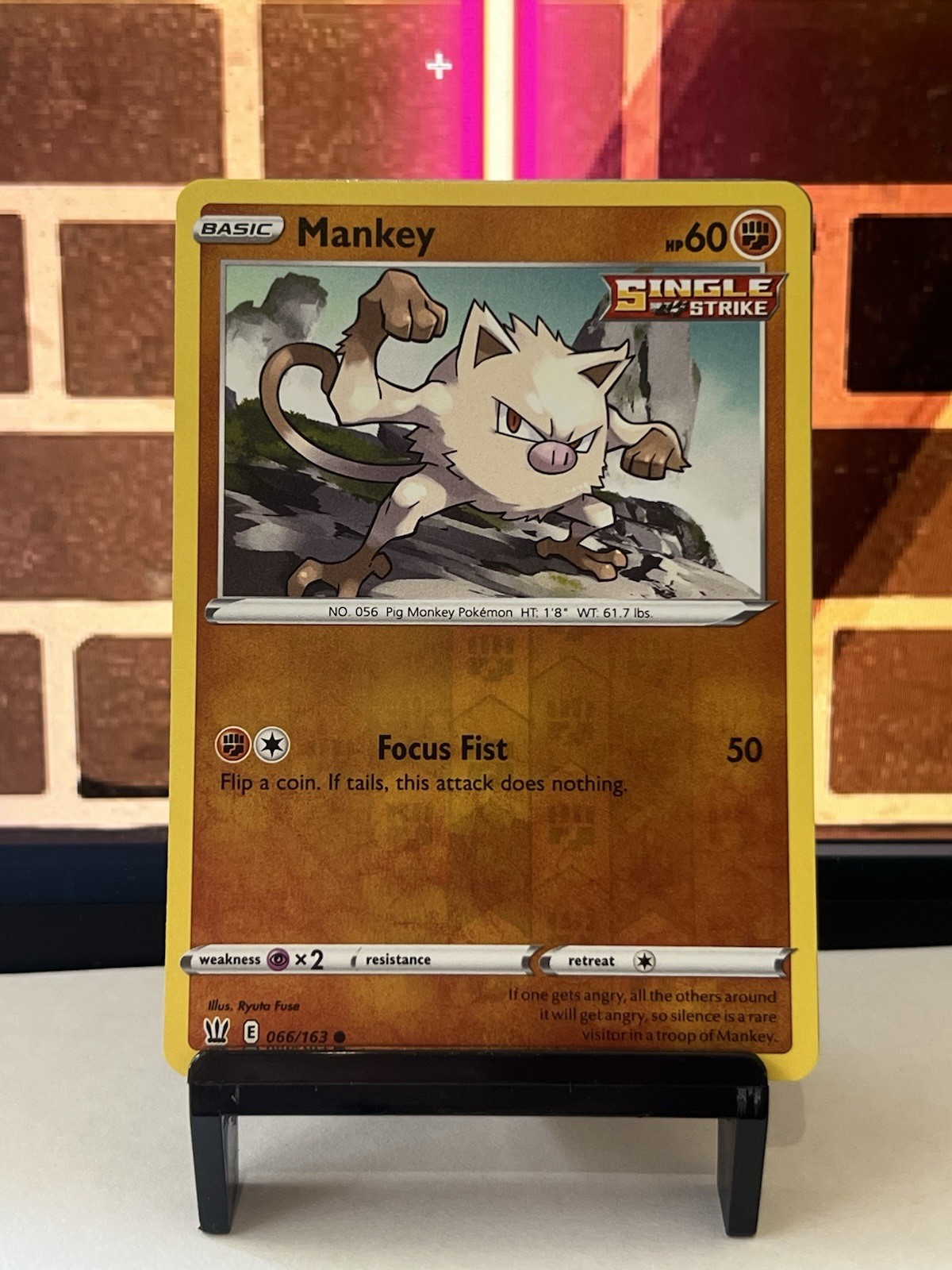 Pokemon TCG Mankey 66/163 Reverse Holo Battlestyles card