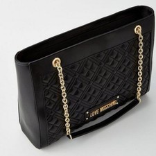 Borsa a tracolla Love Moschino nera trapuntata Borsa con ferramenta oro