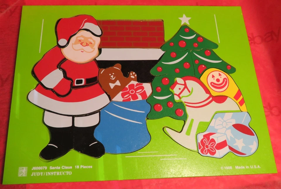 Judy Instructo 1988 Santa Claus Puzzle Vintage Complete 18 Pc J606079 Complete - Image 3 of 4