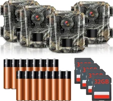Mini Trail Camera 4 Pack 24MP 1080P HD, Game Cam with SD Card, Waterproof Tiny H