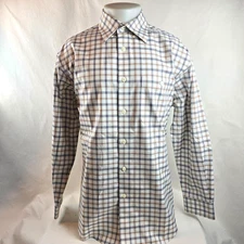 Orvis Shirt Mens Large White Plaid Button Up Cotton Classic Outdoors Signature