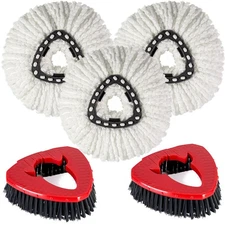 3 Pack Mop Replace Heads & 2 Pack Scrub Brush Refill Heads Replacements Compa...