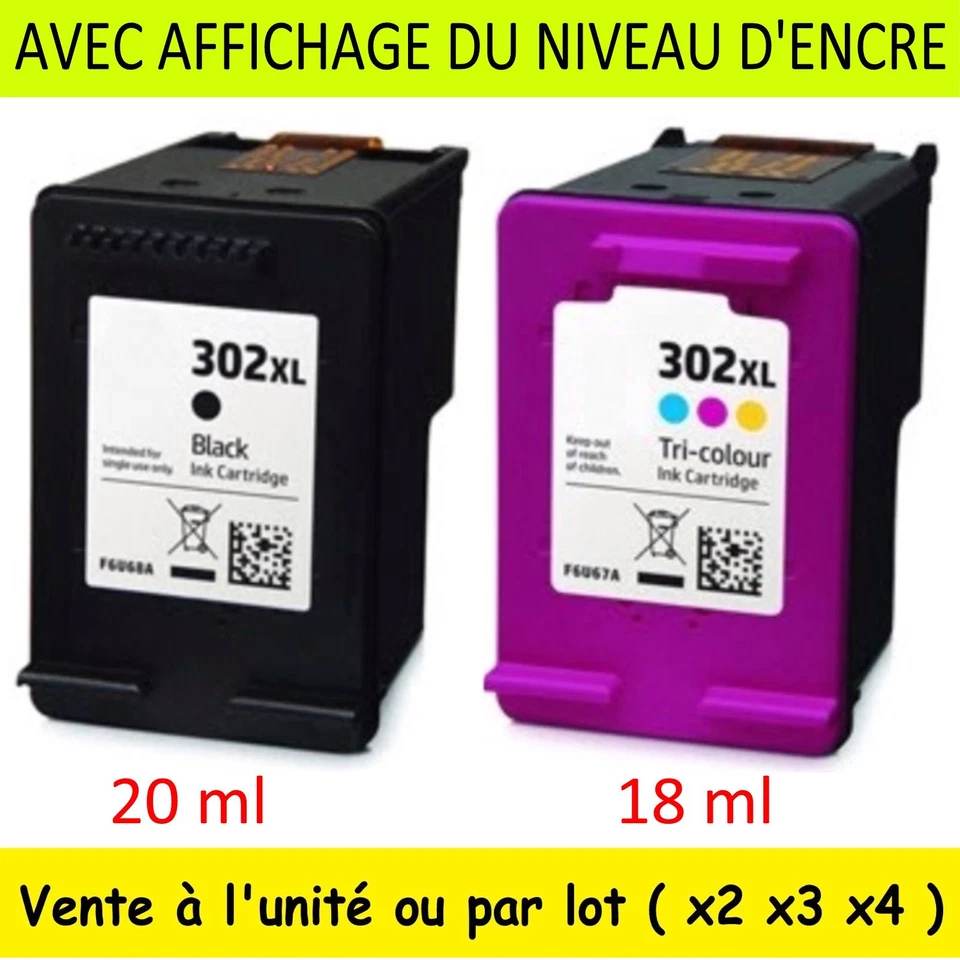 Cartouches d'encre compatibles avec HP DeskJet 3630 3632 3639 ( série 302 XL ) - Photo 1/1