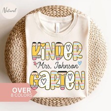 Personalized Kindergarten Teacher T-Shirt Custom Teacher Appreciation Tee