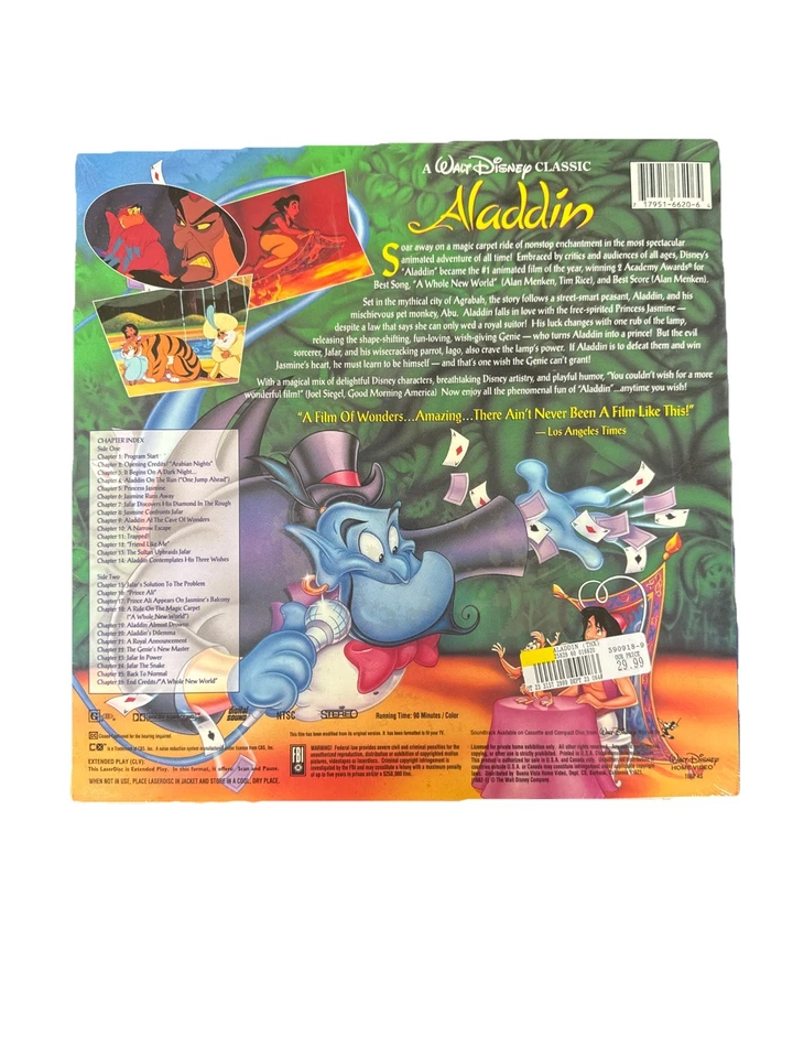 Aladdin Stereo Laserdisc BRAND NEW UNOPENED WITH ORIGINAL PRICE TAG - Image 2 of 2