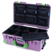 Lilac  Lime Green Pelican 1535 air case. Trekpak  mult. pouch organizer. L/G