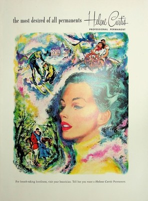 Original Vintage Health & Beauty Ad: Desired of all permanents Helene Curtis