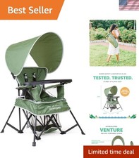 Go With Me Venture Portable Chair with Sun Canopy   For Growing Kids, Moss Green