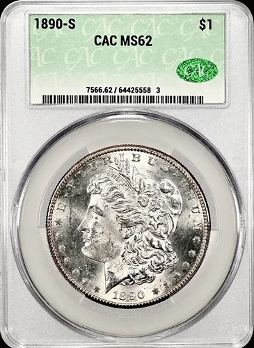 1890 S MORGAN SILVER DOLLAR CACG MS62