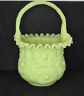 VTG - Fenton Satin Glass- Ruffled Poppy Basket
