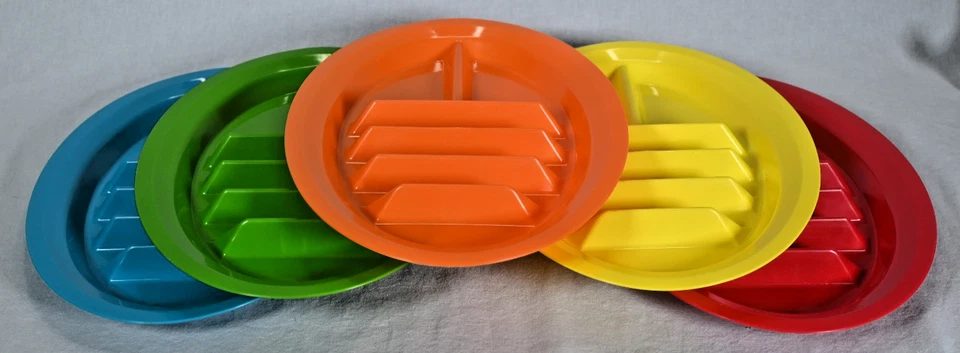 Set of (5) Colorful Taco Holder Plates Microwave Dishwasher Safe - Image 2 of 4