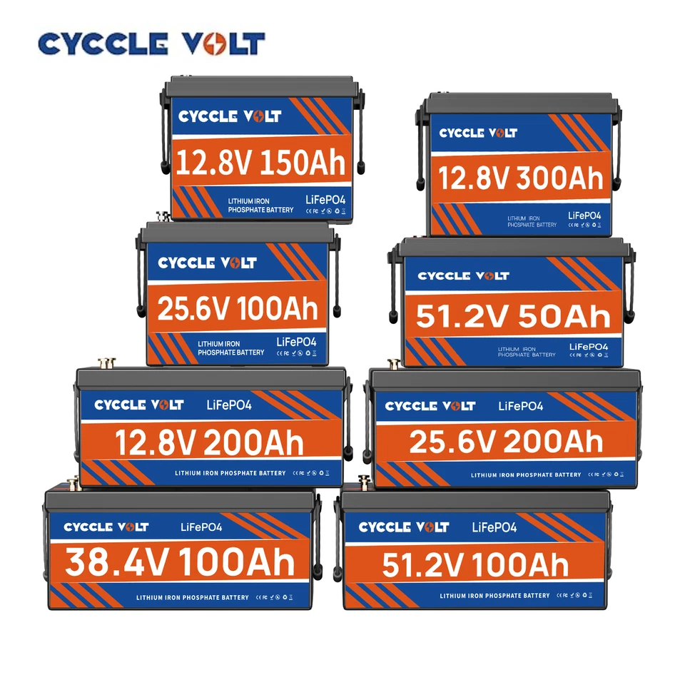 CYCCLEVOLT 12V 24V 36V 48V 100Ah 120Ah 150AH 300Ah LiFePO4 Lithium Batterie BMS Solar RV