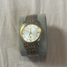 Bulova Men's Two-Tone Metal Analog Wristwatch Date Indicator Silver Dial