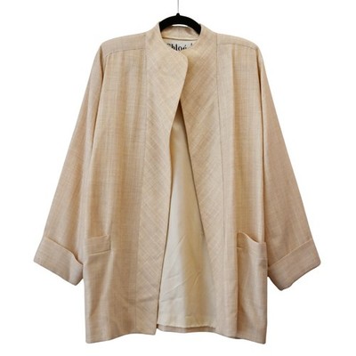 Chloe Lou Lattimore Dallas Vintage Ivory Open Blazer Size Estimated Medium