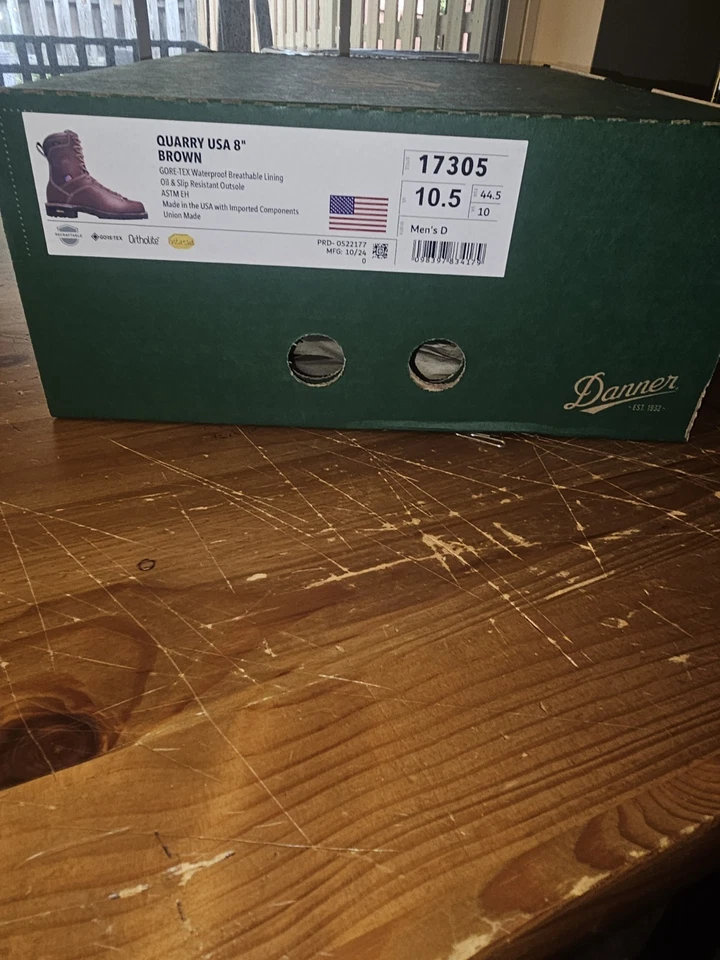 BOTAS DE TRABAJO DANNER® QUARRY USA 8" MARRÓN IMPERMEABLES 17305 - 10.5 D - NUEVAS  Foto 3 de 4