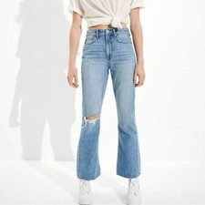 American Eagle Highest Rise 90s Flare Distressed Jeans Size 18 Short New