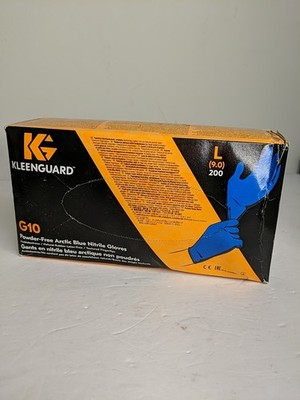 200 Count Kleenguard G10 Powder-Free Arctic Blue Nitrile Gloves Size: L