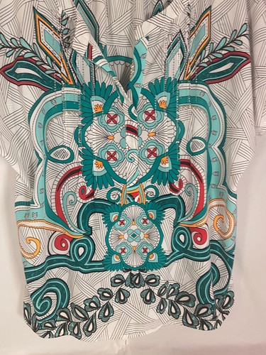 Style & Co. Women's White Teal & Turquoise Short Sleeve Blouse Size Lg - Picture 5 of 5