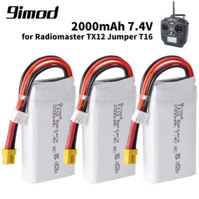 RadioMaster TX12 Jumper T16 7.4V 2S 2000mah 8C Lipo Battery for Transmitter xt30