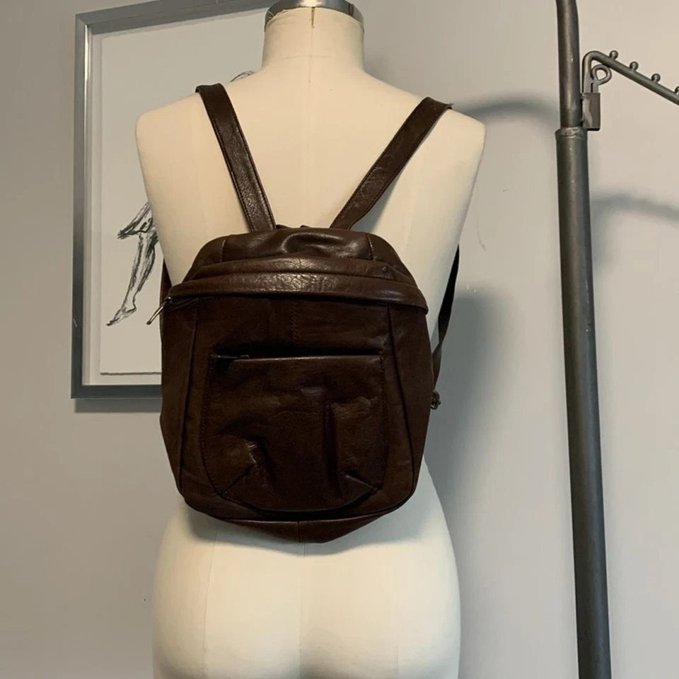 Mochila de cuero Wilson vintage de cuero marrón Foto 3 de 4