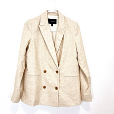 Banana Republic Cream Blazer Linen Blend Double Breasted Relaxed Fit Women 4