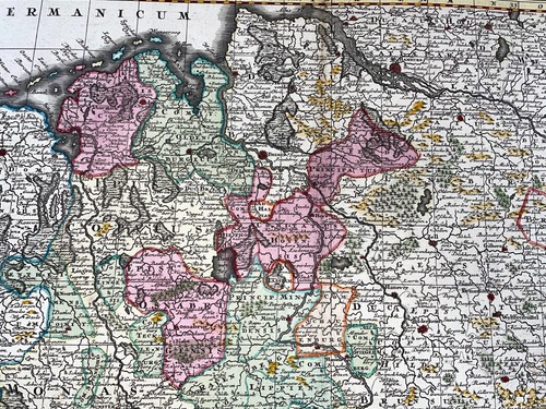 GERMANY WESTFALIA MATTHAUS SEUTTER 1730 LARGE ANTIQUE MAP 18TH CENTURY - Picture 5 of 13