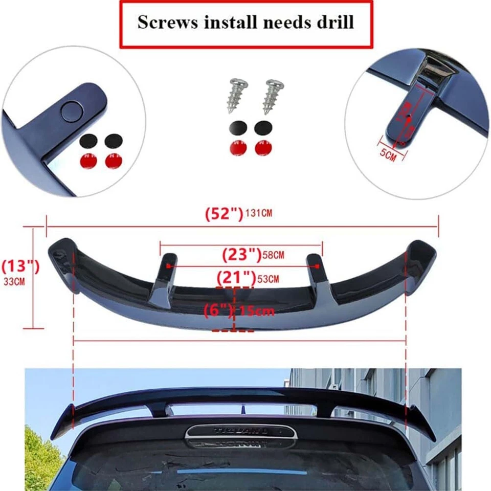 Alerón de maletero trasero negro mate estilo GT para Mazda 2 3 6 hatchback 52" Foto 2 de 4