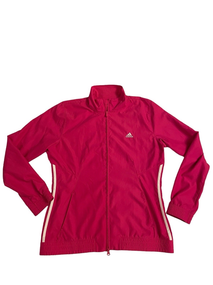 Adidas Running Track Jacket Full Double Zip Women's L Three Stripe