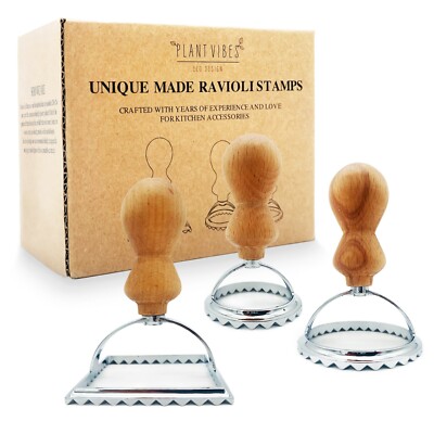 Ravioli-Ausstecher im 2 Varianten (3er und 4er Set) aus Edelstahl und Holzgriff