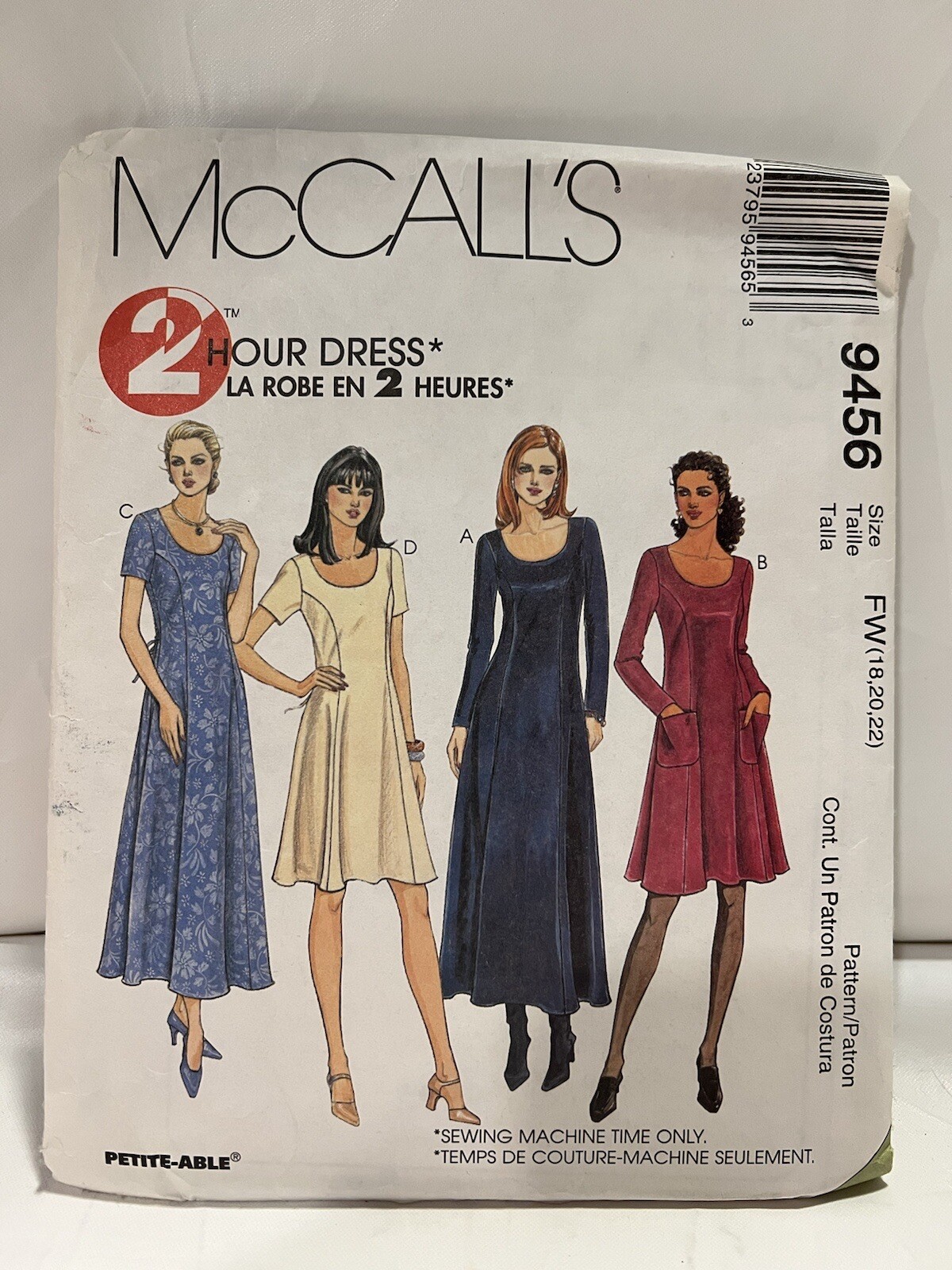 McCall's Womens Dress Fabric Pattern Size FW #9456 | eBay