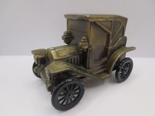 1974 Banthrico 1908 Buick Die Cast Metal Car Coin Bank- Gold Tone Metal Car Bank