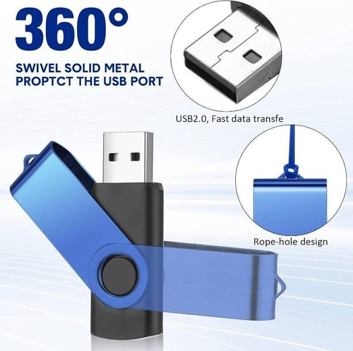 50-Pack USB 2.0 Flash Drives (2GB) Portable USB Thumb Drives with Lanyards -Blue - Afbeelding 3 van 6