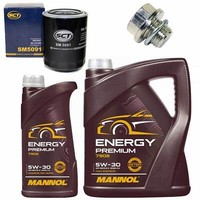MotoröL Filter Set Mannol 5W-30 6 Liter + Schraube FüR Hyundai KIA Mitsubishi