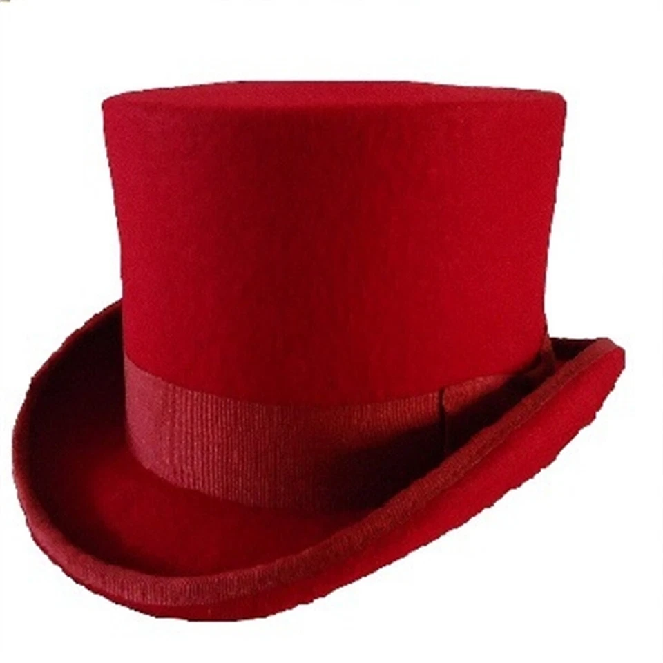 Vintage Retro Top Hat Magic Performing Cap Wool Mad Hatter Tall Hat Narrow Brim - image 2 of 4