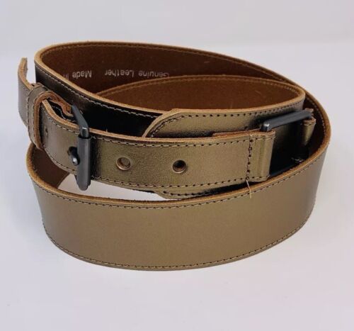 J. Jill Womens Belt Metallic Gold Genuine Leather Size Large Stylish Accessory - Picture 3 of 10