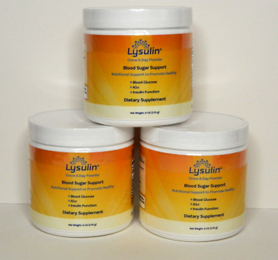 3 Pack Lysulin Blood Glucose Sugar Support   6 oz Powder Mix   Exp 8/26