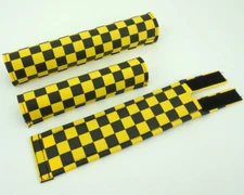 Flite bmx pads,OLDSCHOOL SE BMX FLITE CHECKERBOARD PADS SET YELLOW/BLACK GT NEW