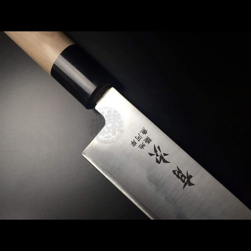 Japanese Chef Knife Aritsugu Santoku 180 mm 7" White steel Sheath Gift - Picture 5 of 9