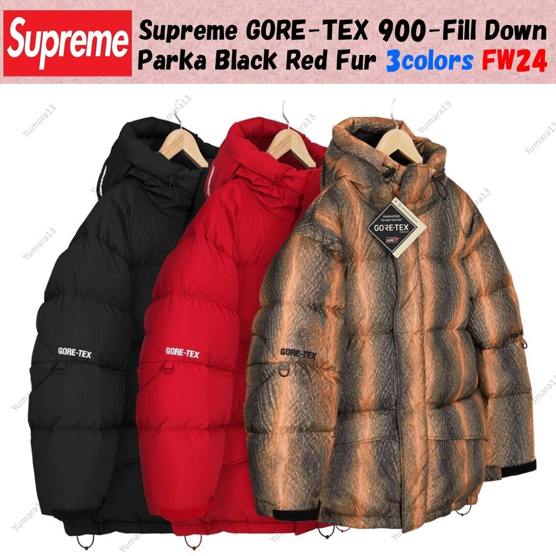 Supreme GORE-TEX 900-Fill Down Parka Black Red Fur 3colors Supreme GORE-TEX 900-Fill Down Parka Black Red Fur 3colors