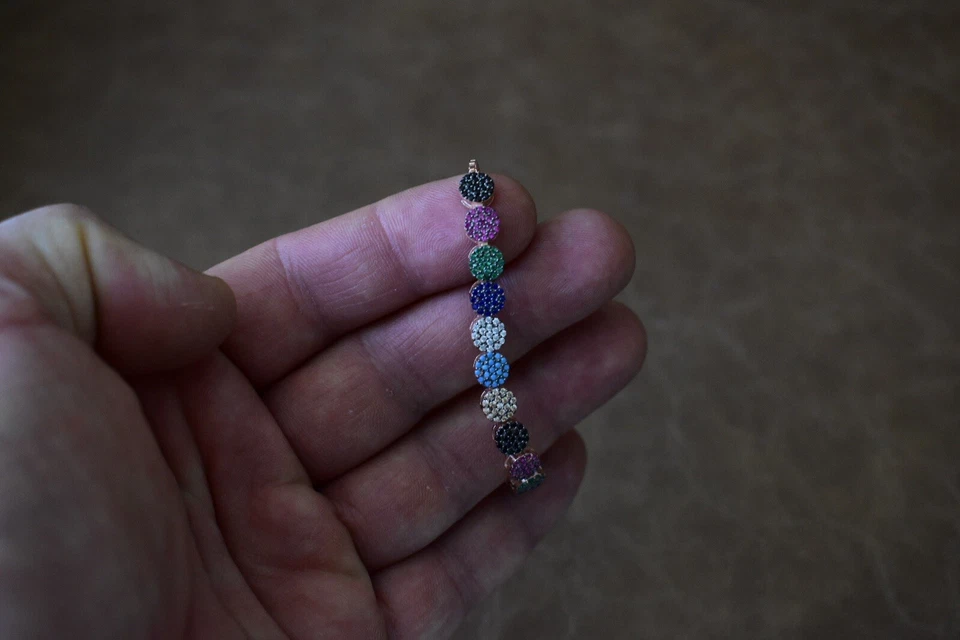 Pulsera hecha a mano de plata de ley 925 con múltiples piedras estilo turco otomano Foto 4 de 4