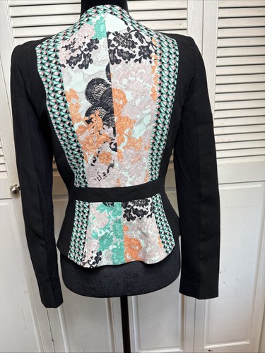 BCBG Maxazria Womens Blazer Jacket Edward Black Sea Green Office Executive XS - Picture 10 of 19