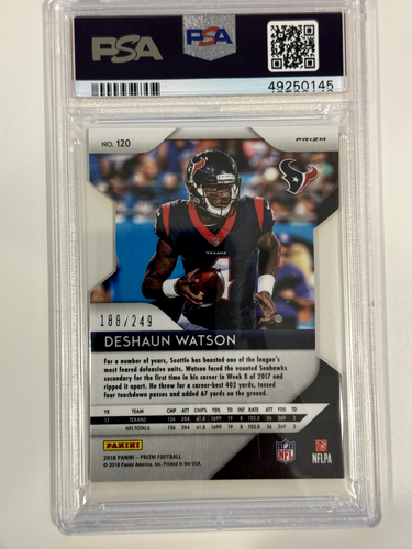 2018 Panini Prizm Deshaun Watson Orange Prizm Die Cut /249 #120 PSA 9 - Picture 2 of 2