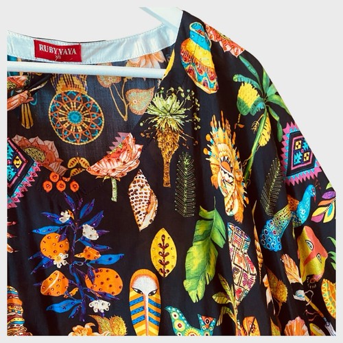 Ruby Yaya Dress Womens XS Multicoloured Oversized Embellished Kaftan Pockets - Picture 6 of 19